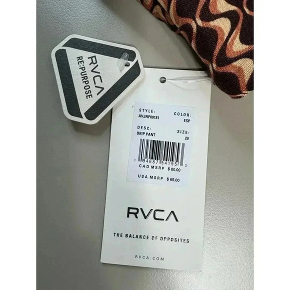 RVCA NWT Women’s Drip High Waisted Pants Size 29 Retro 70s Side Zip Flared Leg - Picture 5 of 16